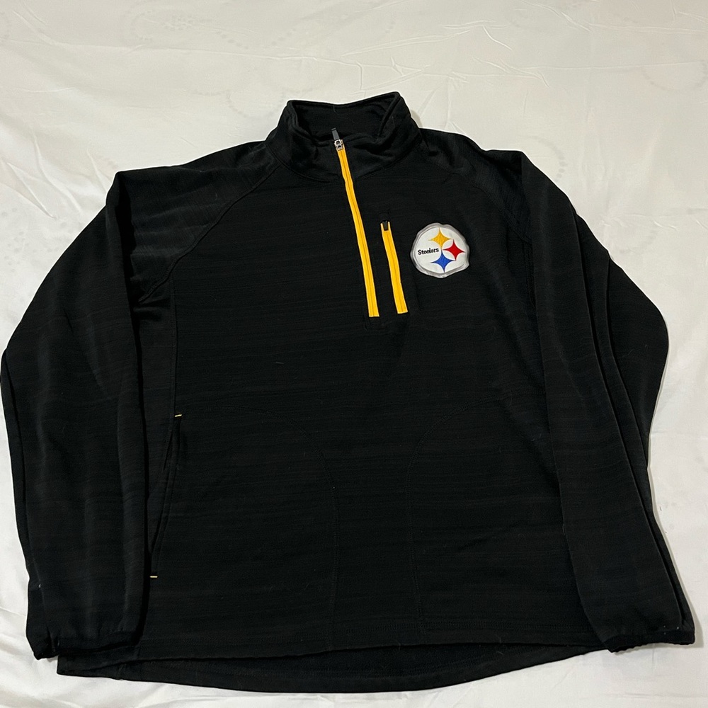 NFL Pittsburgh Steelers Men's Black Pullover Jacket Size Large